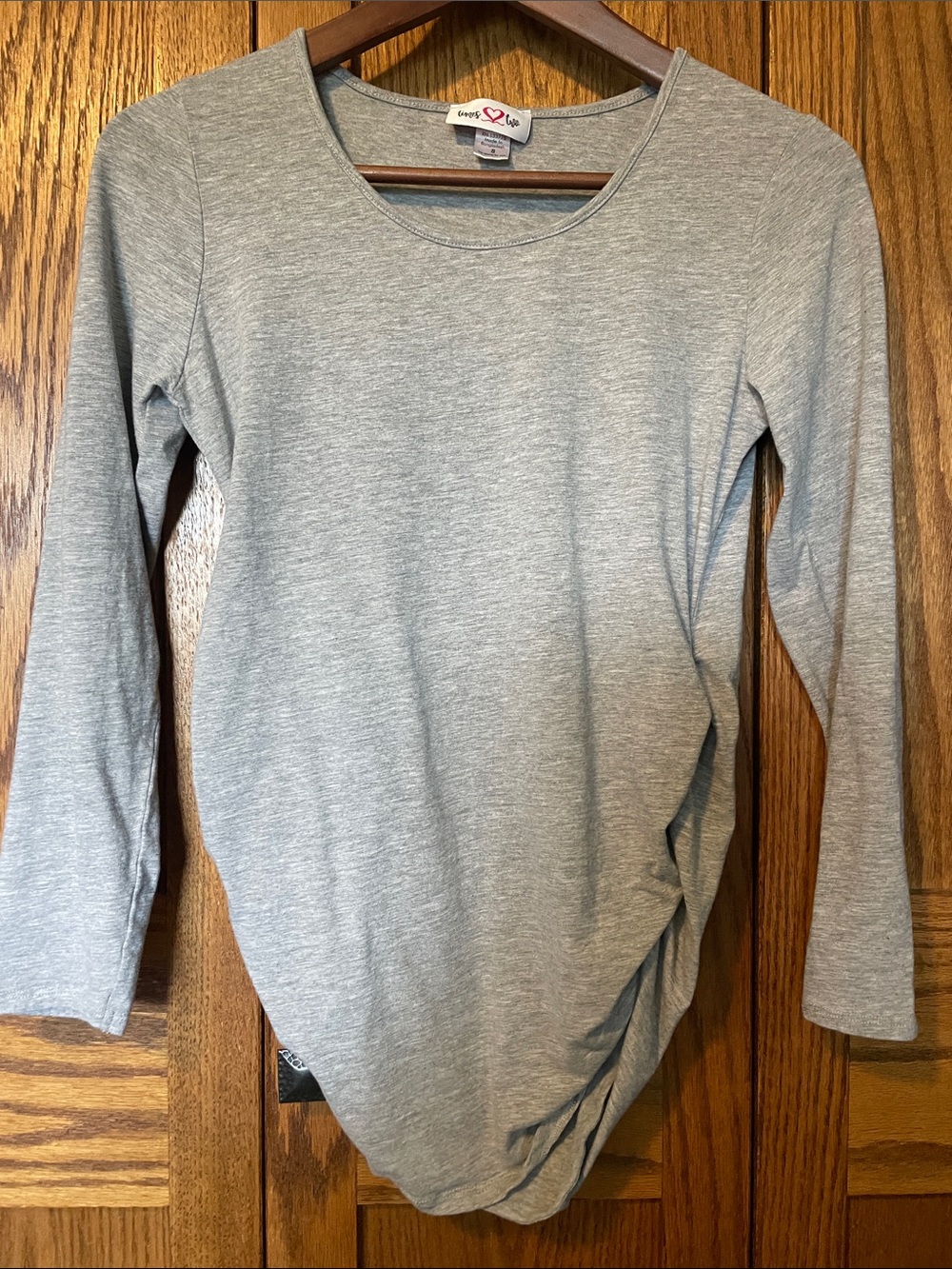 Three-Pack Women’s Maternity Long Sleeve Scoop Neck Tops - Grey, Black, White - Picture 5 of 9